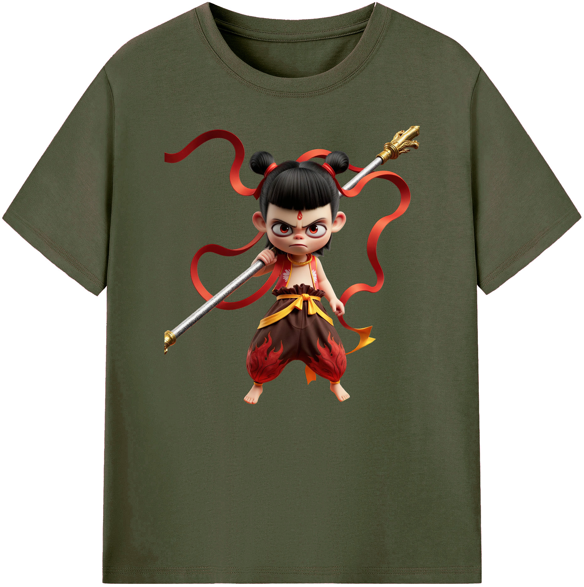 （画像用） Ne Zha 2 ナタ 魔童の大暴れ 綿100％ メンズ半袖Tシャツ｜肌触りやわらか＆通気性
